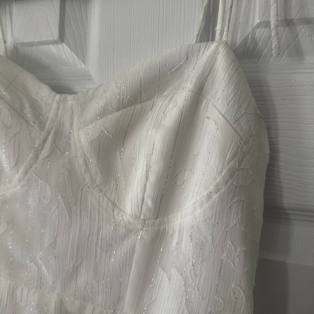 Lulus White Floral Jacquard Midi Dress